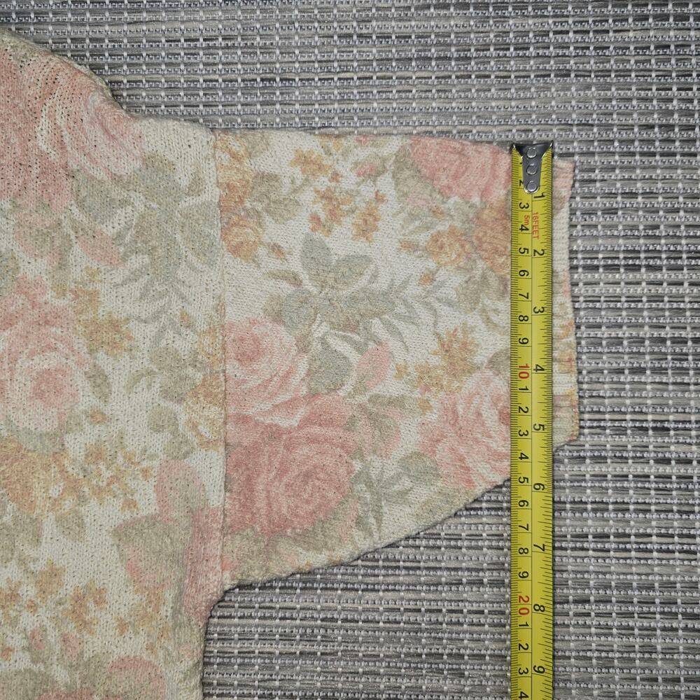 United States Sweaters Knit Top Medium Beige Pink VTG Victorian Antique Floral - Picture 7 of 11